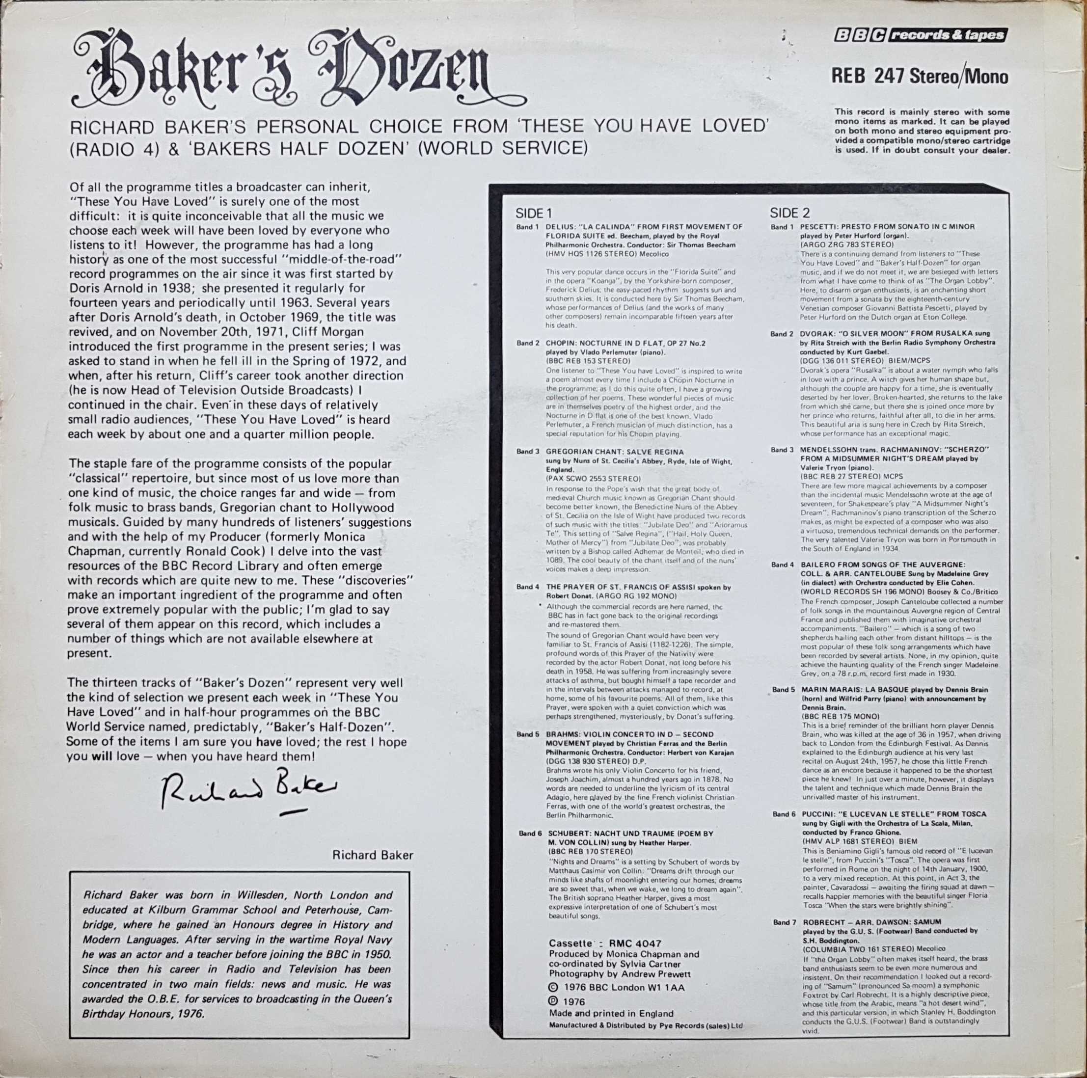 Picture of REB 247 Baker's dozen by artist Various from the BBC records and Tapes library